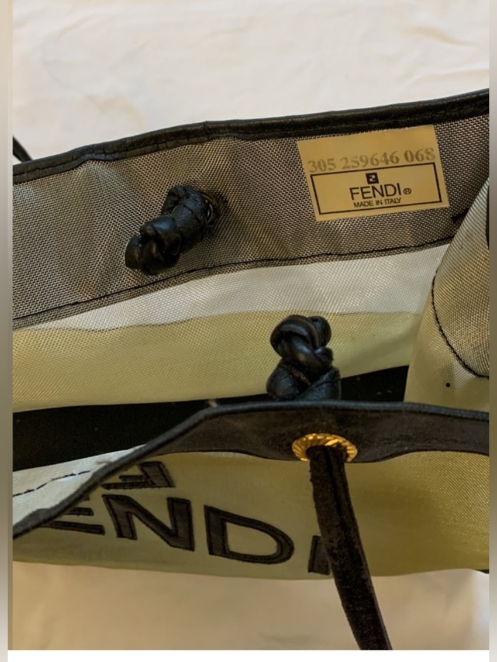 Fendi Black and Gold Mesh & Leather Tote Bag - Picture 9 of 10